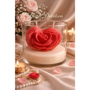 Blush Rose Devotion Candle- Non-Toxic Soy Candle with Sugar Plum Scent for Romantic Gifts