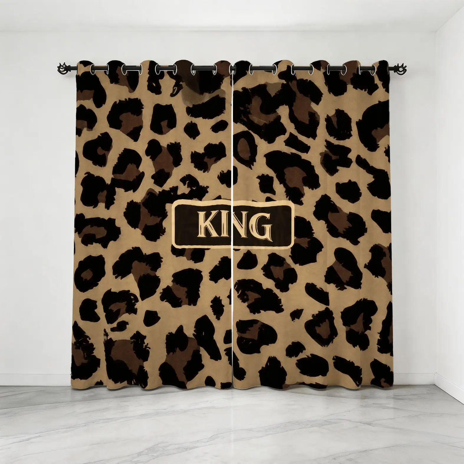 2-Panel Luxury Leopard Print Blackout Curtains, 85% Light Blocking, Retro Aesthetic Printed Decor Drapes, Stylish Premium Curtains, Perfect for Bedroom, Living Room and Office