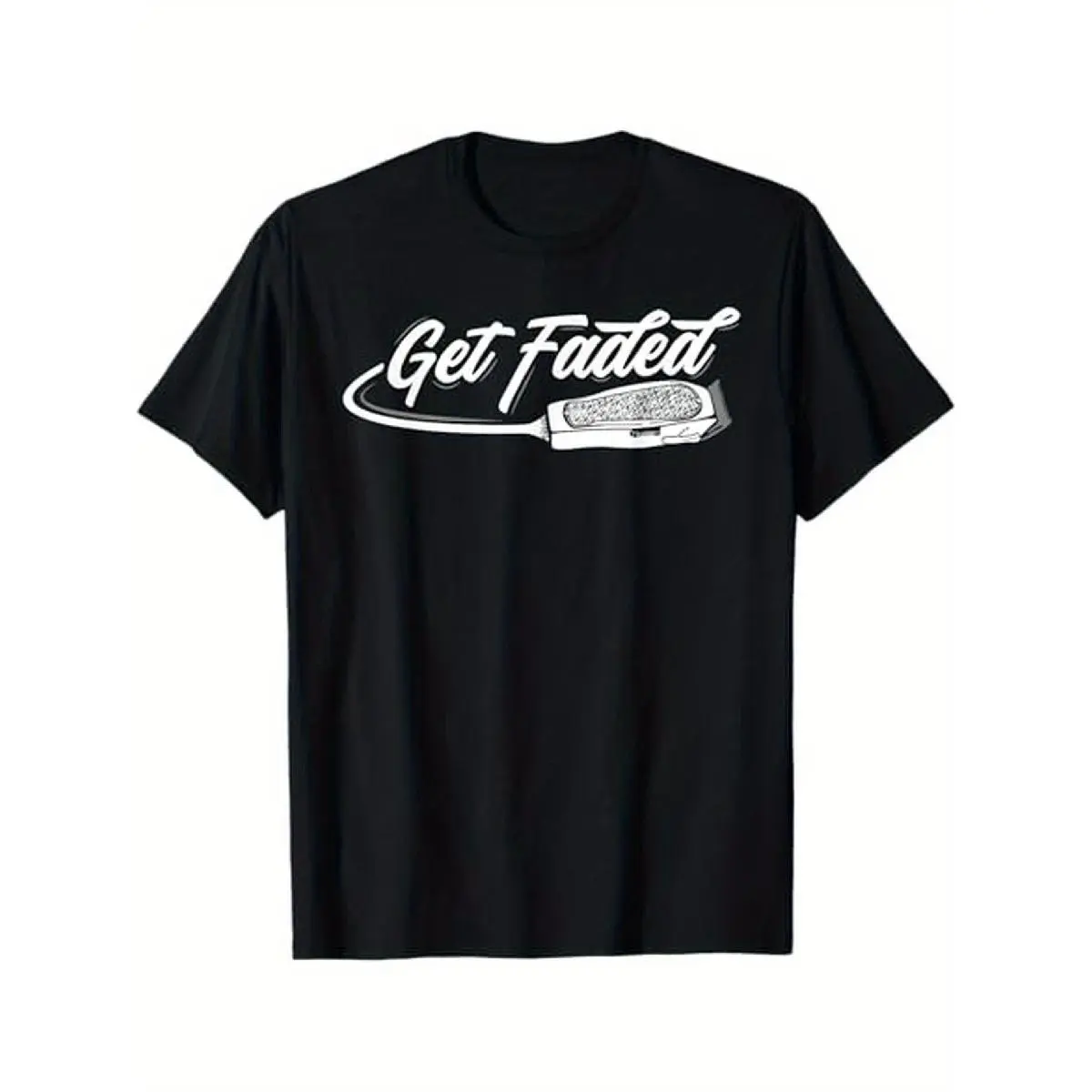 Men's Barber Print T-Shirt with 3D Graphic, Soft Breathable Pure Cotton Tee for Casual Menswear, Breathable Fabric, Three-Dimensional