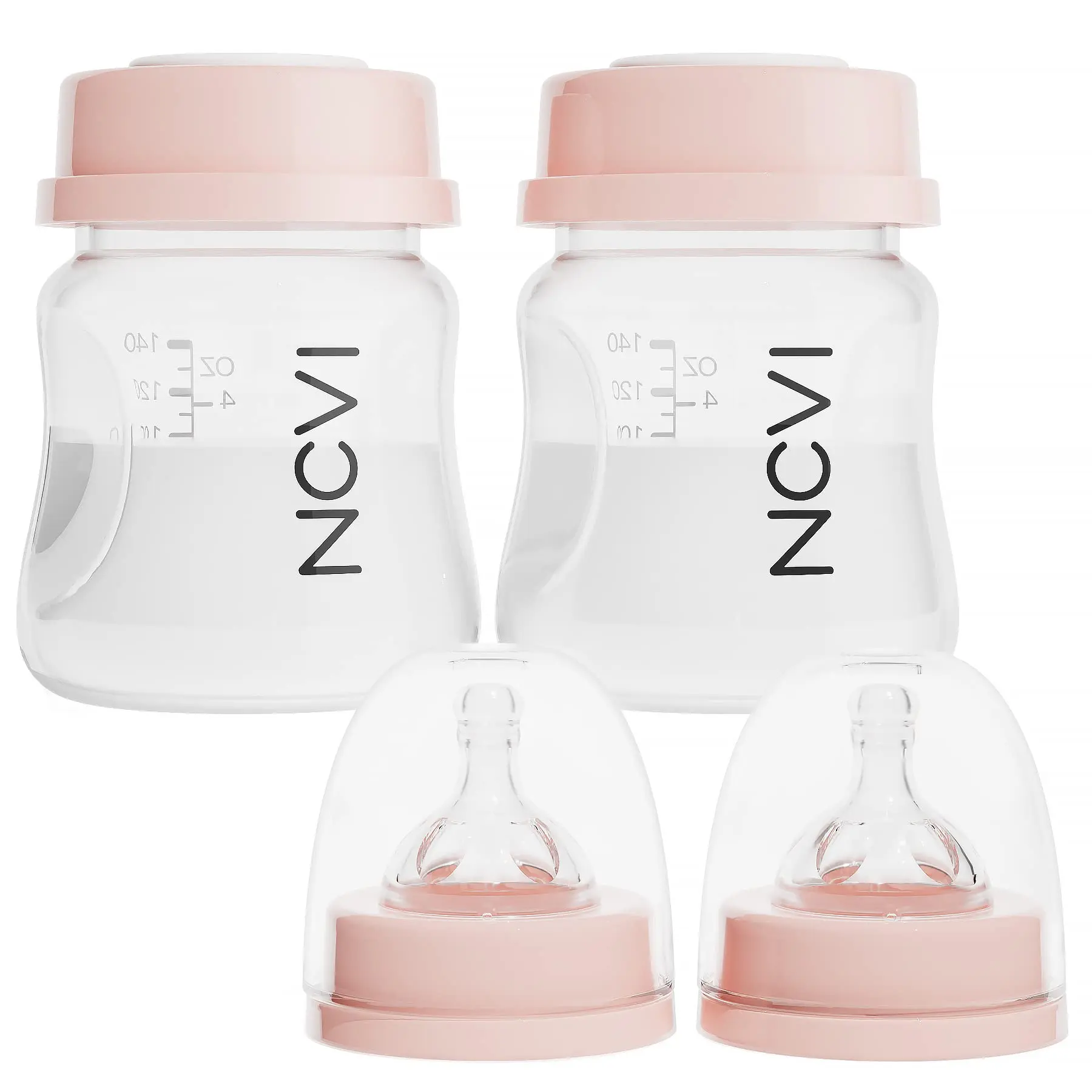 NCVI Baby Bottles, 2 Count Unisex Plain Soft Silicone Bottle Set with Nipples, Leakproof & Anti-Colic for Breast Milk Storage, 4.7oz/140ml
