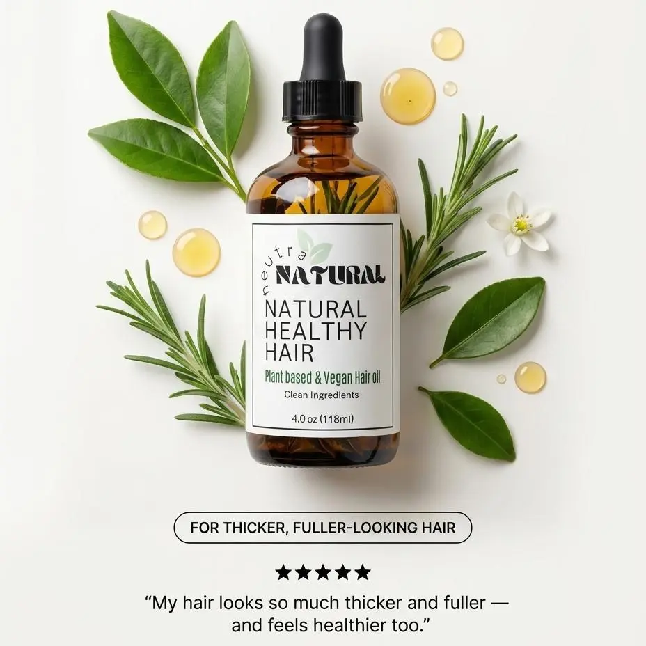 NEUTRA NATURAL Extra Virgin Olive Oil Moisturizer - Tea Tree, Coffee, Rosemary, Castor, Cinnamon Oils, Vegan Clean Beauty Daily Treatment for Dry Scalp, Wavy Hair