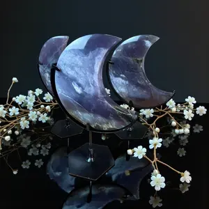Purple Chalcedony Moons on Stands Crystal