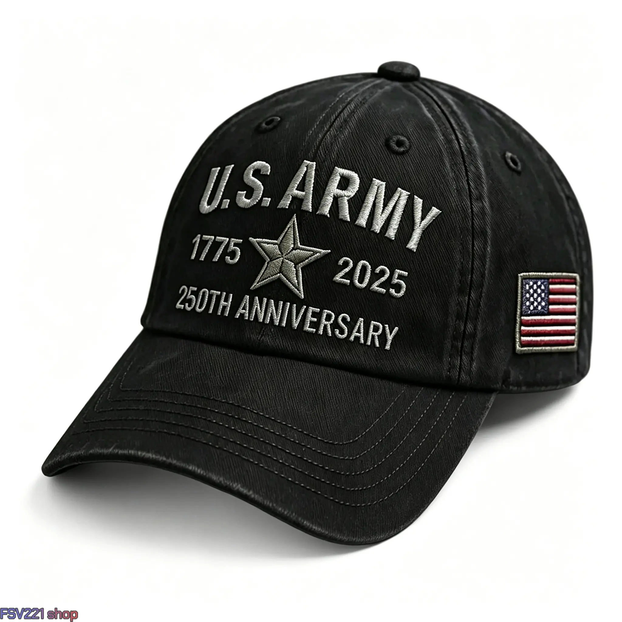 Unisex Adjustable U.S. Army 250th Anniversary America Printed Dad Hat - 3D Embossed Logo, Vintage Washed Cotton Twill, Patriotic American Flag Patch Baseball Cap, America Printed Hats