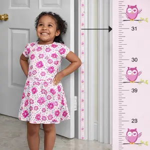 Mom Approved Child Growth Chart Fits in Door Jamb Removable Self Adhesive 72 x 1.25 Inches Pink Owl