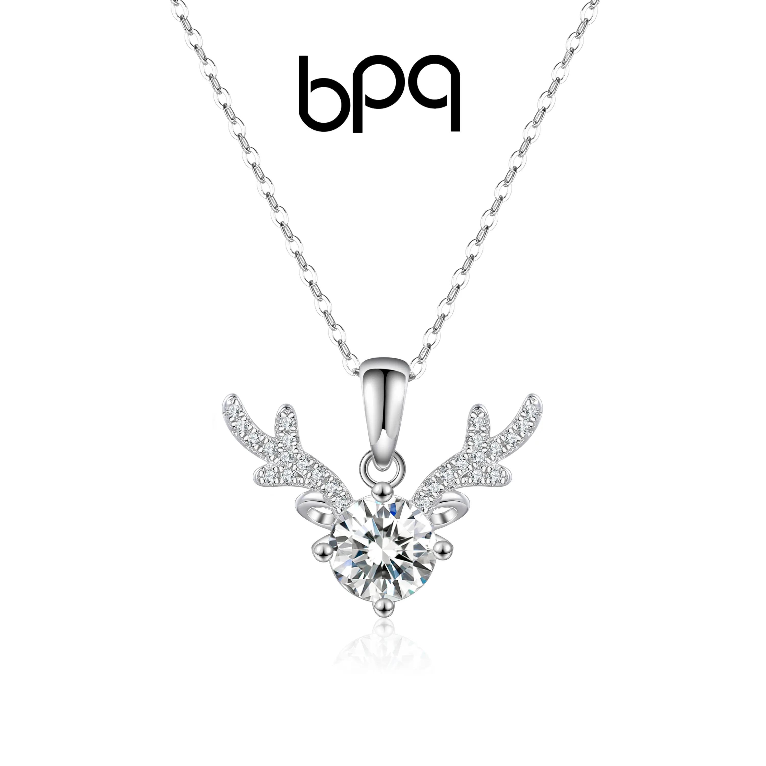 Bpq 1 carat moissanite S925 silver luxury minimalist design elk pendant necklace
