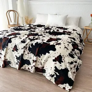 Cow Print Blanket, Cow Pattern Blanket, Soft Warm Throw Blanket, Air-conditioned Room Blanket, Warm Nap Blanket for Home Office Travel