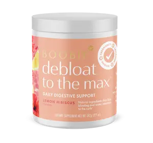 Boobie Debloat to the Max | Rapid Debloating for Women & Men | L-Glutamine and Marshmallow Root for Gut Health | Lemon Hibiscus Flavor, 60 Servings