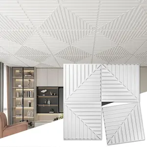 12-Pack Drop Ceiling Tiles 2x2 FT, PVC  Textured Panels for Interior Wall Decor Living Room Bedroom Office, 24x24 Inch, White