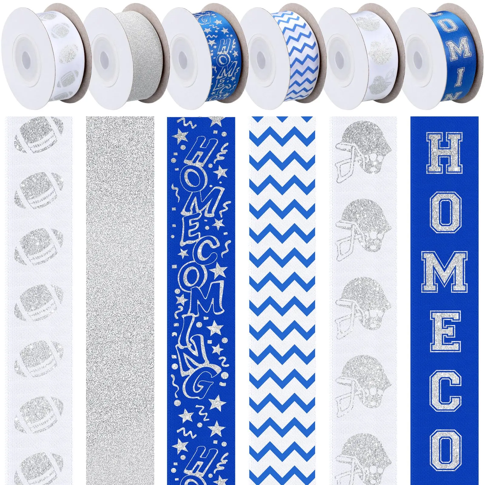 6 Rolls Homecoming Mum Satin Ribbon 60 Yard Roll for Gift Wrapping Craft 7/8'' Wide Football Satin Ribbon for Football Party Favor Cheerleaders Decorations Cheer Gift Game Day Supplies