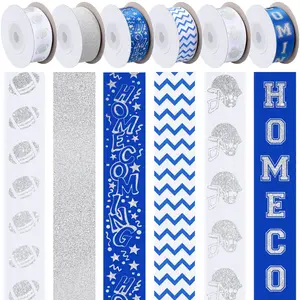 6 Rolls Homecoming Mum Satin Ribbon 60 Yard Roll for Gift Wrapping Craft 7/8'' Wide Football Satin Ribbon for Football Party Favor Cheerleaders Decorations Cheer Gift Game Day Supplies