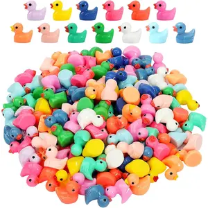 130Pcs Multicolor Mini Resin Ducks,Miniature Duck Figures Landscape Decorations for Home Hide Prank Game Dollhouse Decor,Garden Aquarium Potted Ornament,School Handmade