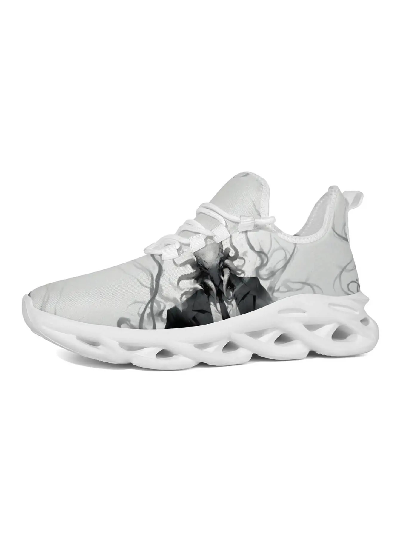 Exclusive Men's Casual Shoes with Unique Print, Fashion Art Style, Smoky Graffiti & Dark Design, Comfortable Thick Sole, Modern Streetwear