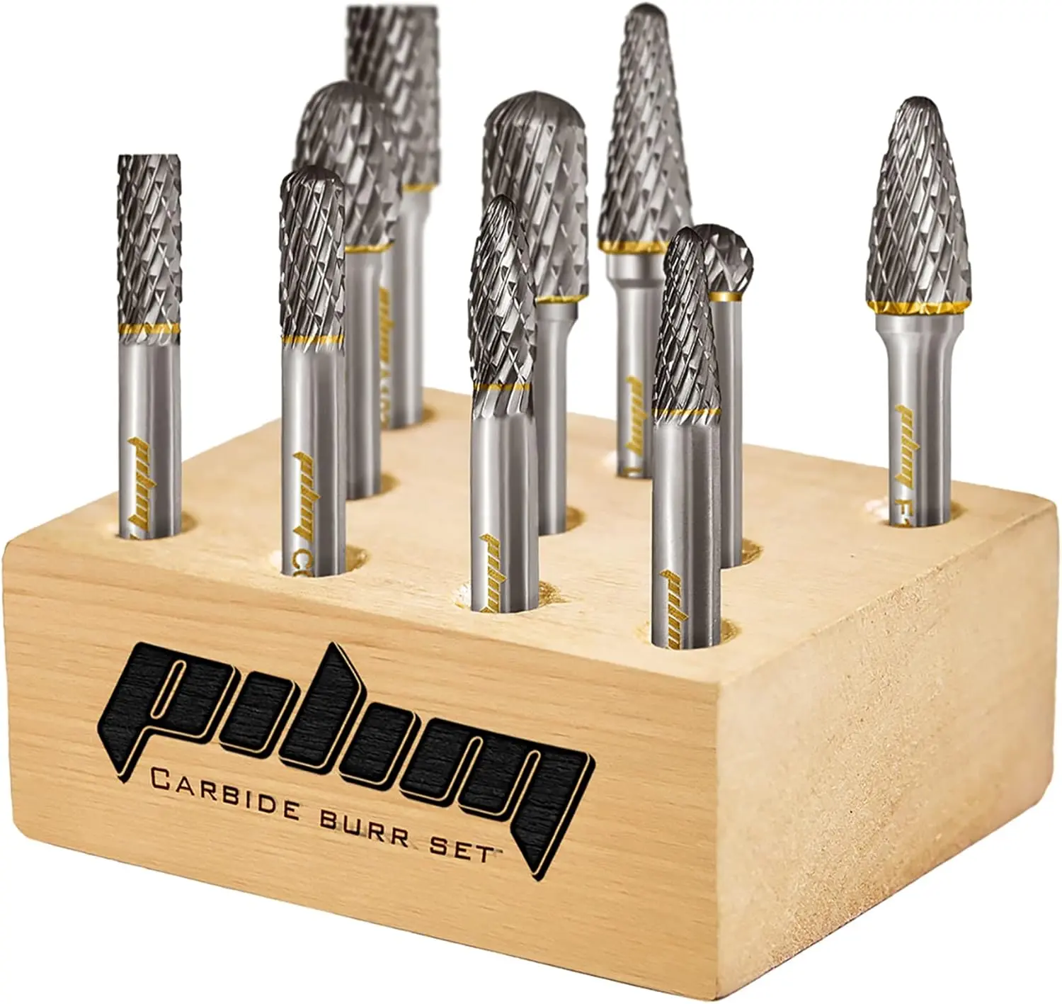 Tungsten Carbide Burr Set, 10 Count 1/4" Shank Double Cut Rotary Bits for Metals, Easy to Grasp and Use for DIY Arts and Crafts, DIY Enthusiasts’ Grinding, Carving, Engraving