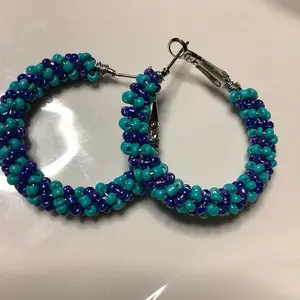 Authentic Beaded Wire Wrapped Hoop Earrings Hand-Wrapped Wire Custom Beads Statement Jewelry