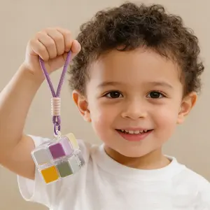 Cute Magic Cube Portable Pill Case with Lanyard 7-Day Airtight Medicine Organizer Mini Travel Pill Container with Sharpener Compartment for Vitamins Supplements and Medication for Women Kids and Elderly -RR