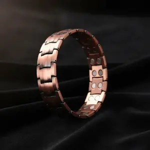 Mens Rose Gold Magnetic Bracelet – Sleek Link Chain Design with Embedded Magnets, Adjustable Fit for Daily Wear or Gift