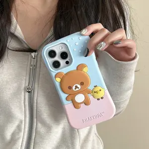 Cute Bear Phone Case For iPhone 17 16 15 14 13 Pro Max – Bear and Chick Shockproof Protective Case Casing