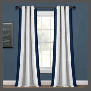 40"x84" Kids' Block Border 100% Lined Grommet Blackout Single Window Curtain
