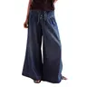 CHOUYATOU Women's Mid-Rise Baggy Flared Denim Pants, Streetwear Style with Pleated Ruffles and Elastic Drawstring Waist, Baggy Jeans