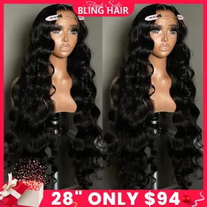 Bling Hair VIP 36 34 Inch 13X4 13X6 Body Wave Lace Front Wig Human Hair 360 Full Frontal Wigs for Women Brazilian Real Human Hair PrePlucked Natural Black Remy Hair 180% Density #TikTokShopHolidayHaul