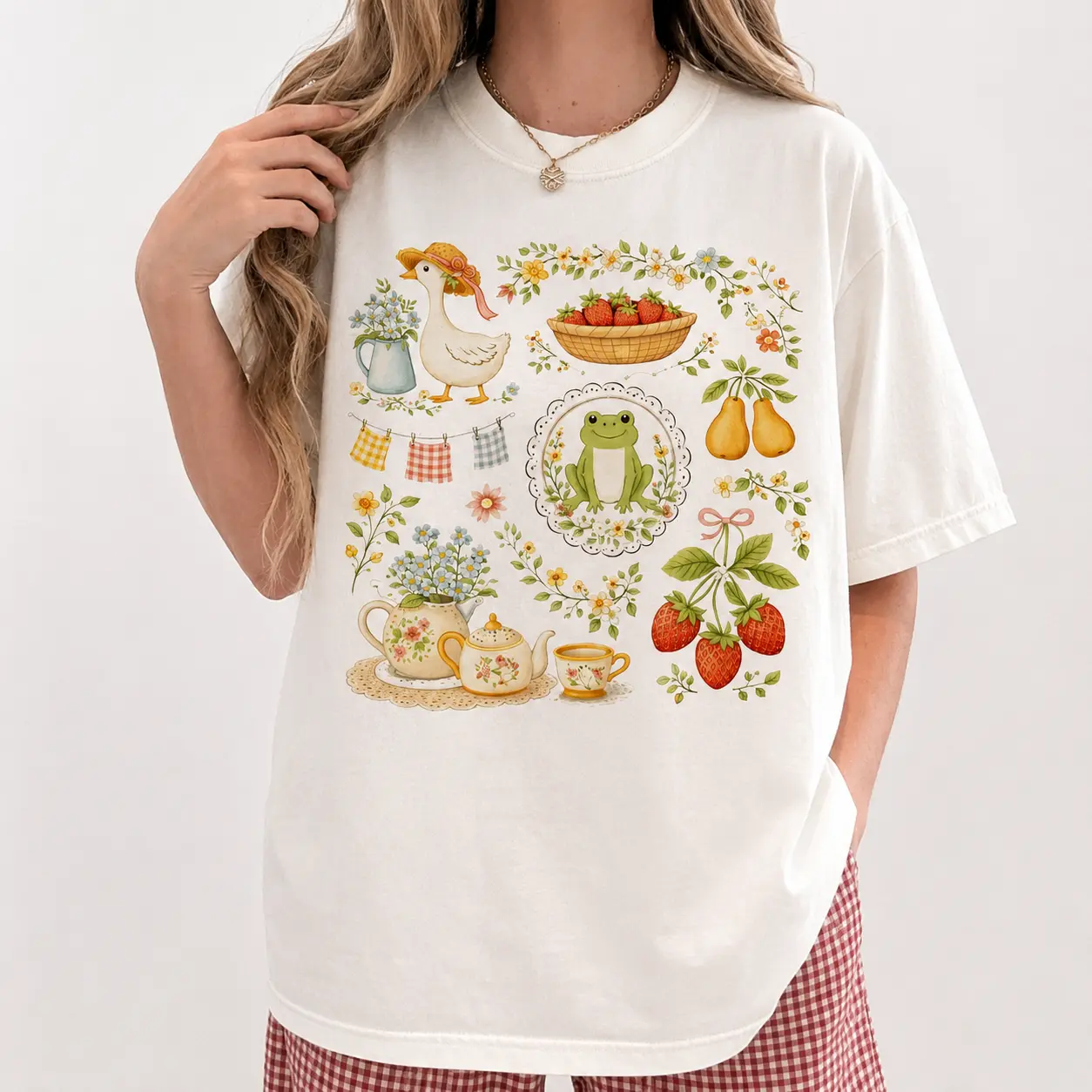 Comfort Colors Cottagecore Shirt, Goose Shirt, Gardening Shirt, Summer Spring Shirt, Gift for Her, Frog Tee, Mother gift