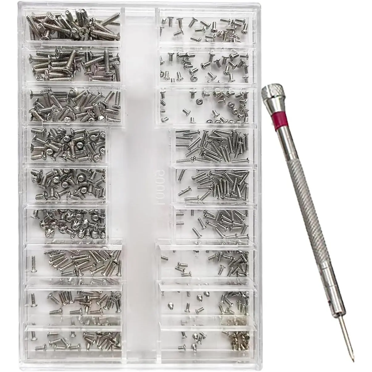 500-   Screw Repair Kit 18-Size Stainless Steel  Screws with  for Glasses, Watches,  & Electronics