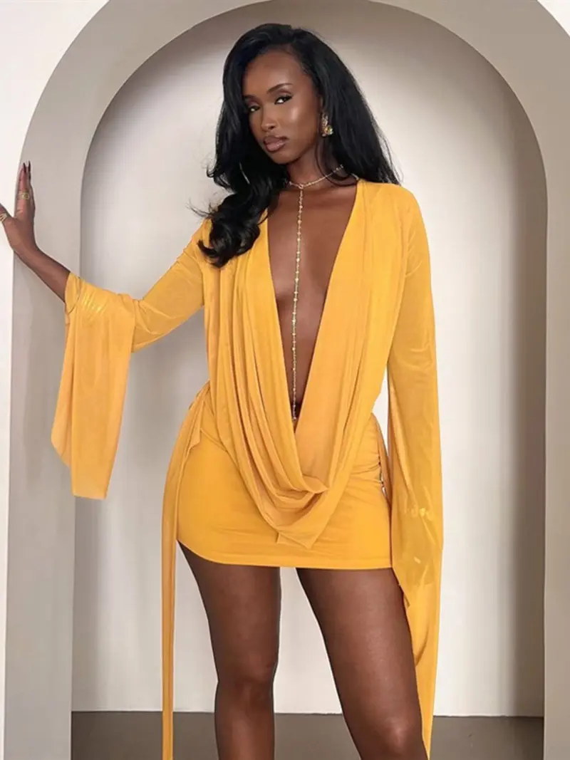 long sleeve backless dress - TikTok Shop