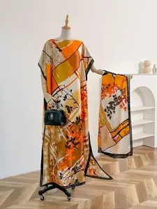 Women's Leaf Print Long Scarf & Khimar, Fashionable Soft Comfortable Breathable Scarf for Daily Wear, Casual Versatile Scarf for Women