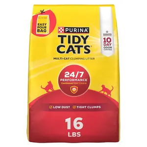 Purina Tidy Cats Clumping Cat Litter Odor Control, 24/7 Performance Multi Cat Litter - 16 lb. Bag