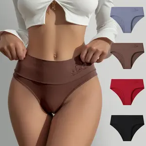 Hotcom Women’s Tummy Control Panties – 4 Pack High Waist Seamless Cotton Thongs, Soft Breathable Black Underwear for Everyday Wear