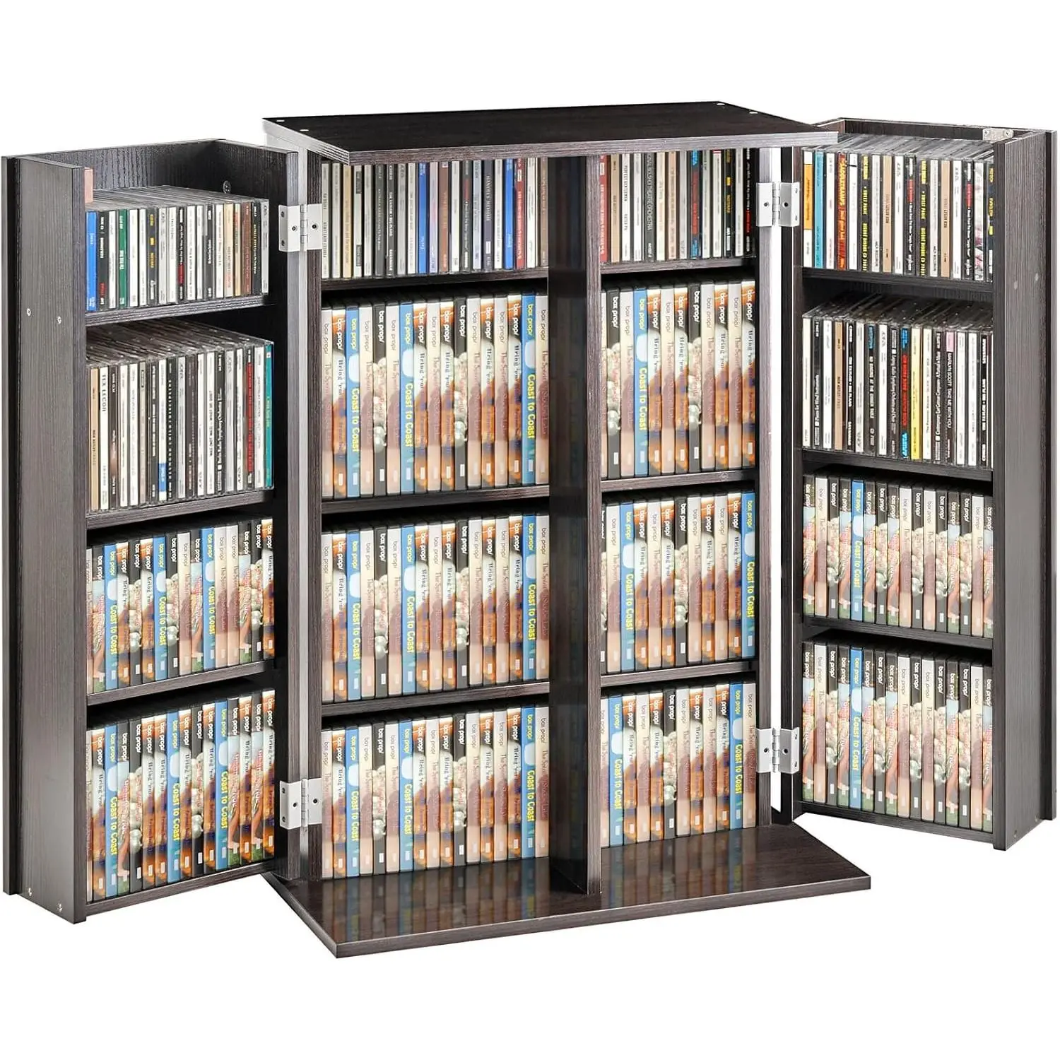 VEVOR Media Storage Cabinet, DVD Cabinet with Doors and Shelves, CD Storage, Adjustable DVD Shelf, Protects & Organizes Music, Movie, Video Games or Collections-Espresso
