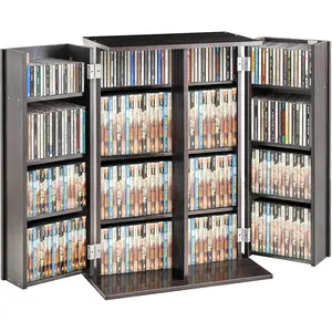 VEVOR Media Storage Cabinet, DVD Cabinet with Doors and Shelves, CD Storage, Adjustable DVD Shelf, Protects & Organizes Music, Movie, Video Games or Collections-Espresso