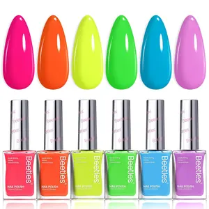 Beetles Neon Nail polish Set,  Bright Rainbow Nail Polish Kit Quick Dry Summer Finger Nail Polish Glossy Shine Nail Lacquer Polish Long Lasting Neon Party Gifts for Women