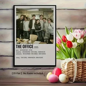 2D Flat, Office Sitcom Poster Single Piece - Frameless Canvas Wall Decor, Featuring Michael Scott, Dwight, Jim, and Pam - Perfect for Living Room, Bedroom, or Cafe - Ideal Gift for TV Series Fans, Bedroom Art, Minimalist Design, and Simple Graphic Printin