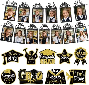 Graduation Decorations 2026, Graduation Party Supplies & Class of 2026 Decor Kit, Pre-Strung Photo Banner & Congrats Grad Card, K-12 Picture Display for Middle High School and College Decor Dokeawo