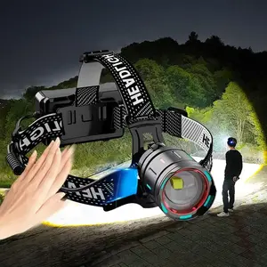 Rechargeable Headlamp, 1 Box Outdoor Waterproof Headlight with Sensor Switch, Zoom Head Lamp for Camping Hunting Work Fishing, Flashlight, Lighting, Torch