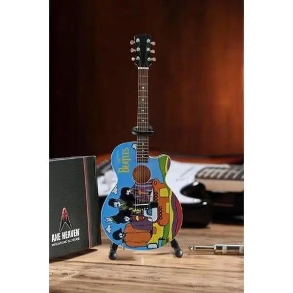 The Beatles Yellow Submarine 10-in Miniature Metal Acoustic Guitar Replica Collectible Figurine, Decor Piece, Gift Option with Box [COLLECTIBLES], Heaven