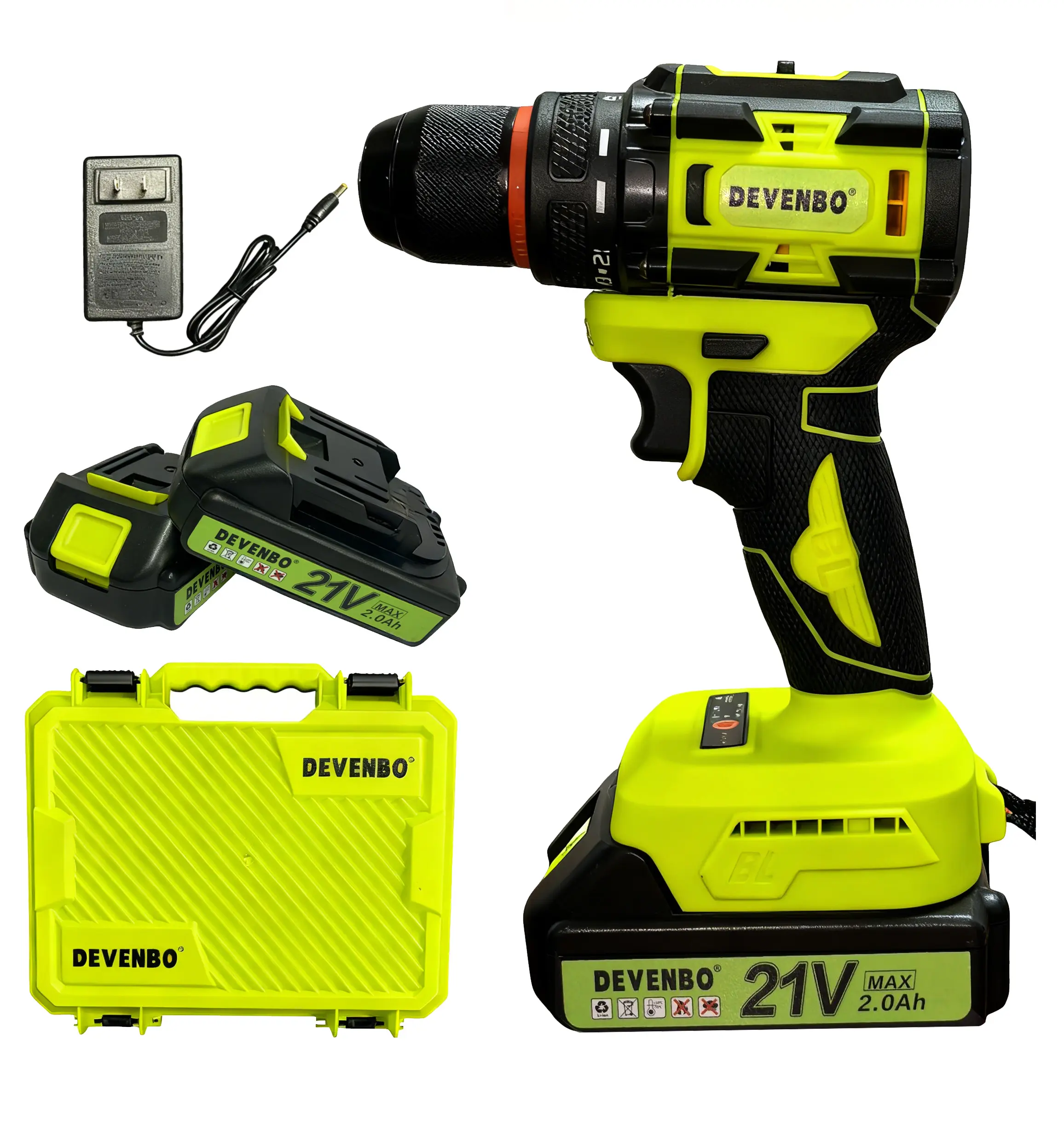 Devenbo 21V Cordless Power Drill Set with 2 Batteries & Accessories for DIY Projects & Home Repairs Premium Gift Kit Tool Box drill