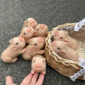 1/PC 5 Inch Adorable Piglet Reborn Dolls Full Body Soft Solid Silicone Reborn Doll For New Year/Christmas/Easter Gift