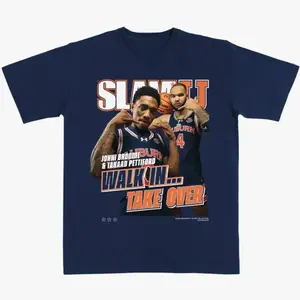 Johni Broome & Tahad Pettiford “Walk In… Take Over” Basketball T-Shirt, Sweatshirt, Hoodie – Navy Graphic Tee Featuring College Hoops Duo Design OMQ