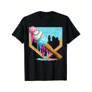 Girls T-ShirtBaseball Drip For Boys Ice Cream Drip Youth Boys Baseball T-Shirt