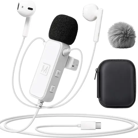 S19 Sound Card Karaoke Headset with Real-Time in-Ear Monitoring & Microphone, 7 Sound Effects Voice Changer, Live Broadcasting Equipment, 2 Modes Live Streaming Sound Card & Wired Earbuds, USB, Smartphone, Audio, Electronic