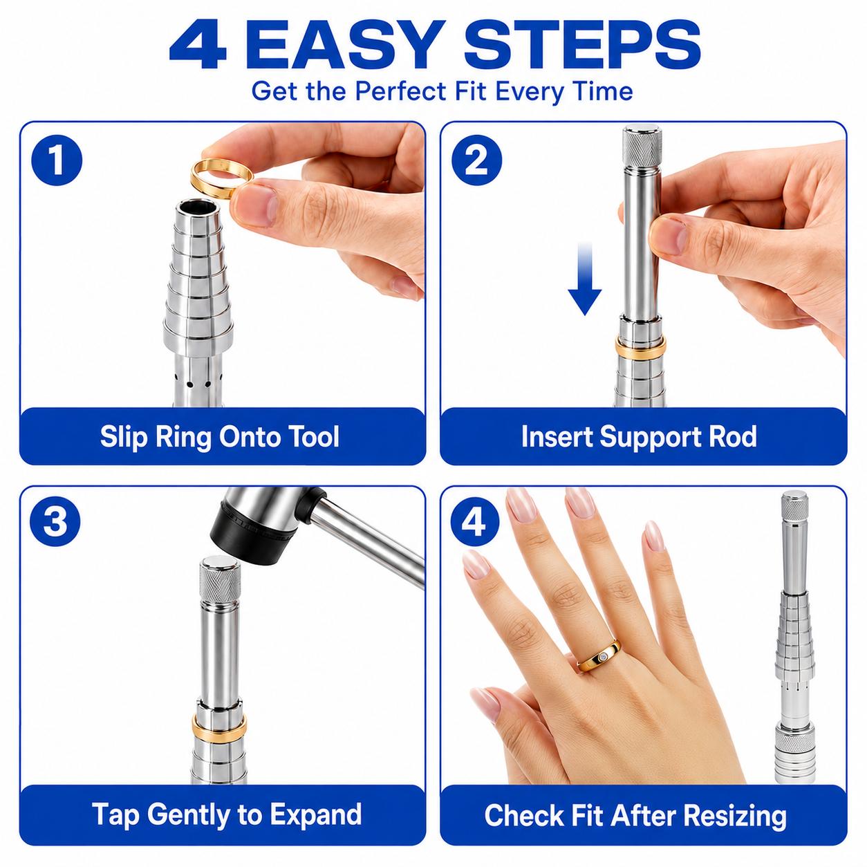 Ring Stretcher Tool Kit Ring Enlarger Mandrel with Dual-Head Nylon Hammer & Polishing Cloth for Jewelry Ring Resizing and Repair Ring Stretcher Tool Kit Ring Enlarger Mandrel with Dual-Head Nylon Hammer & Polishing Cloth for Jewelry Ring Resizing and Repair