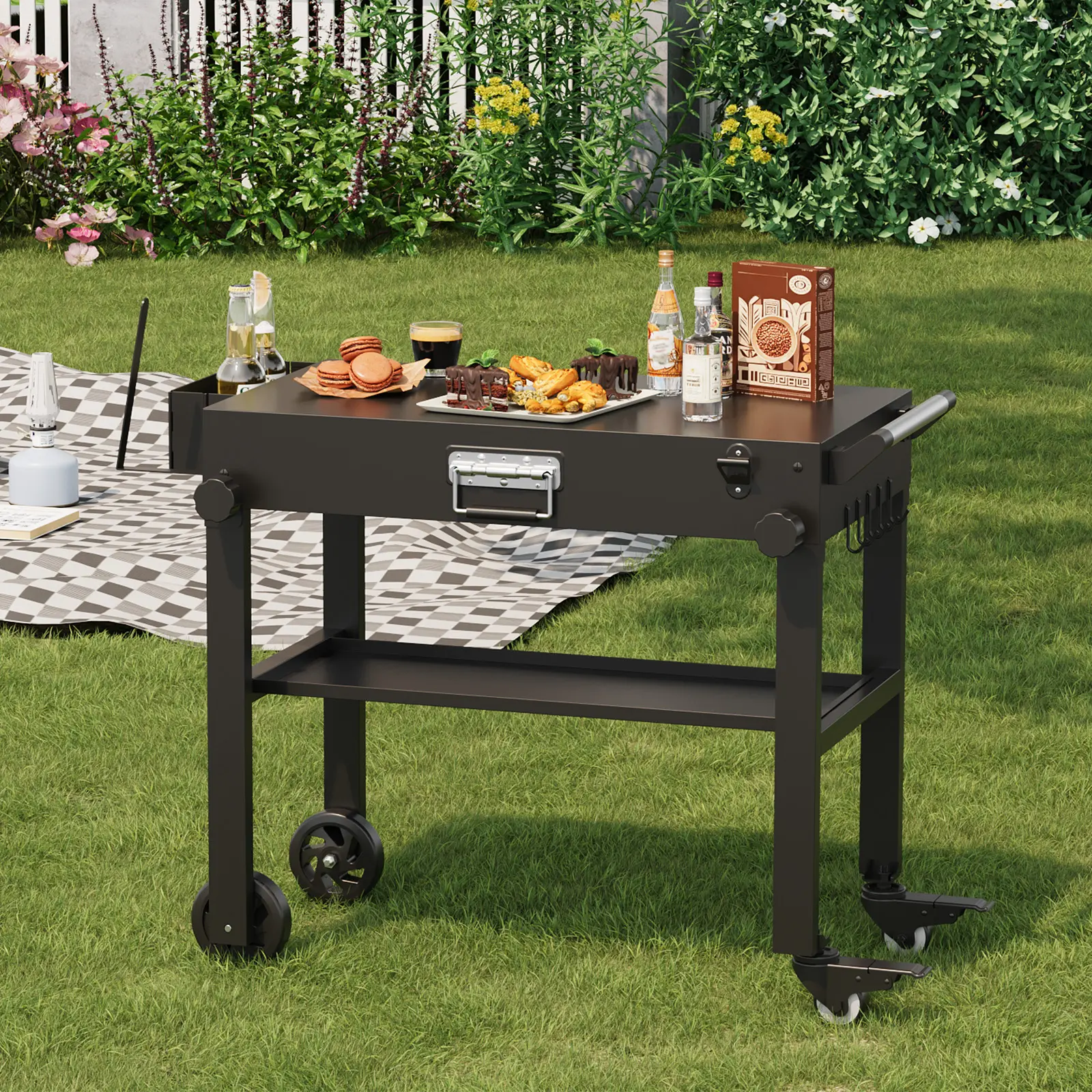 Garvee Blackstone Griddle Stand, Grill Carts Outdoor With Wheels, Used for Blackstone Griddle And Weber, Foldable Quickly Ninja Grill Stand Suitable for Travel/Camping