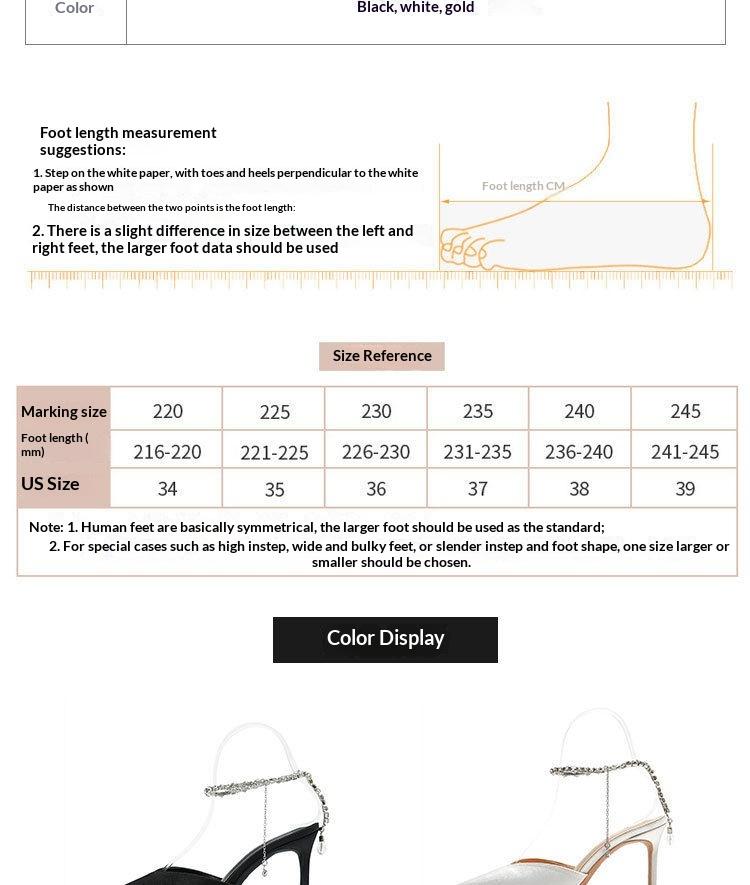 Sharp Pointed Rhinestone Chain High Heels With Fine Heels