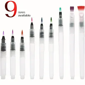 9-Piece Water-Storage Calligraphy Brushes, Visible Brush Body, Ideal for Beginners, Easy-To-Use Solid Pigment Paintbrushes, Calligraphy Brush Set