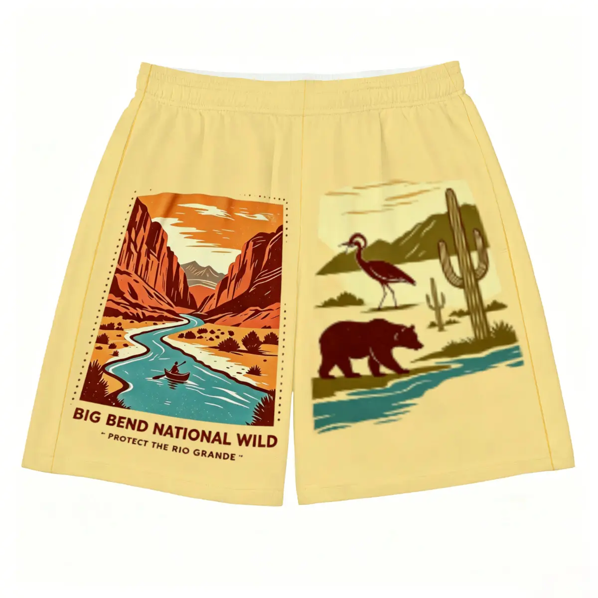 `Big Bend National Park Retro Wilderness Pocket‑Free Board Shorts, Quick‑Dry Swim Trunks`