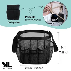 Mesh Shower Caddy Portable Net Bag for College Dorm Room Essentials for Girls with 9 Pockets,Large-Capacity Shower Basket,Quick Dry Toiletry Tote Bag for Women,Multifunctional Toiletry Bag,Outdoor Gym,Travel,Swim,Beach Camping Essentials