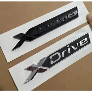 1X New Chrome Black Fender lowercase Letters XDrive Emblems for 1 3 4 5 6 7 Series X1 X3 X4 X5 X6 Z4 GT X Drive Badges