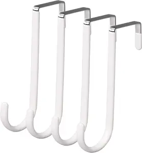 Over the Door Hooks, 4 Pack Hangers Hooks with Rubber Prevent Scratches Heavy Duty Organizer for Living Room, Bathroom, Bedroom, Kitchen Hanging Clothes, Towels, Hats, Coatsade Co., LTDade Co., LTD Chaozhou city a whole year trade Co., LTD